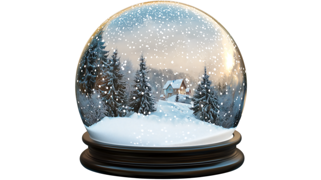Snow globe transparent over white background ,high resolution