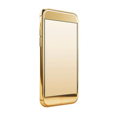 Isolated Gold Smartphone Mockup on White Background with Transparent Frame and Realistic Design