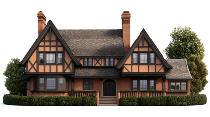 Tudor house isolated on transparent background ,high resolution