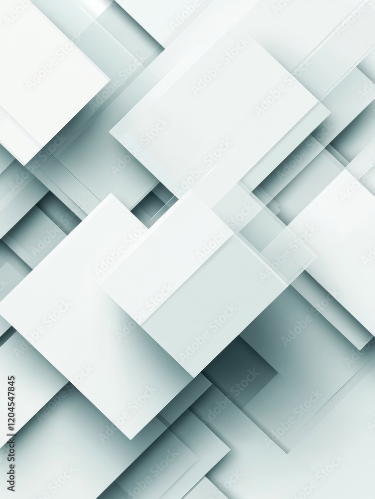 Fototapete Abstract layered design with overlapping white squares in a modern aesthetic environment. Generative AI