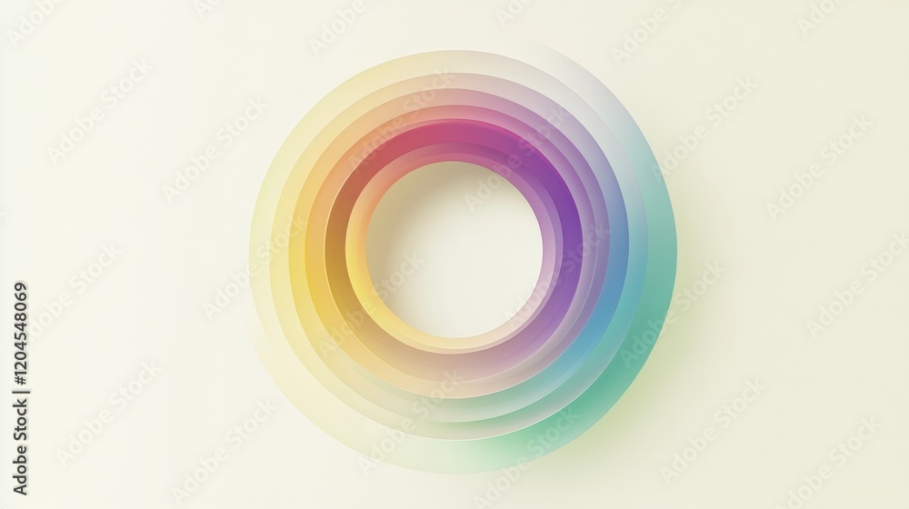 Poster Colorful concentric circles creating a vibrant, abstract design with a soft background. Generative AI