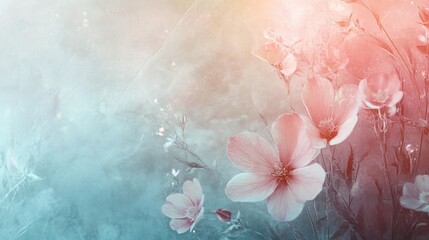 Fototapeta premium Dreamy pastel pink flowers on a textured background.