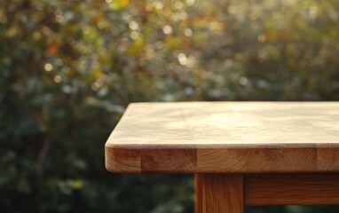 Fototapeta premium Rustic Wooden Tabletop Outdoors Nature Background