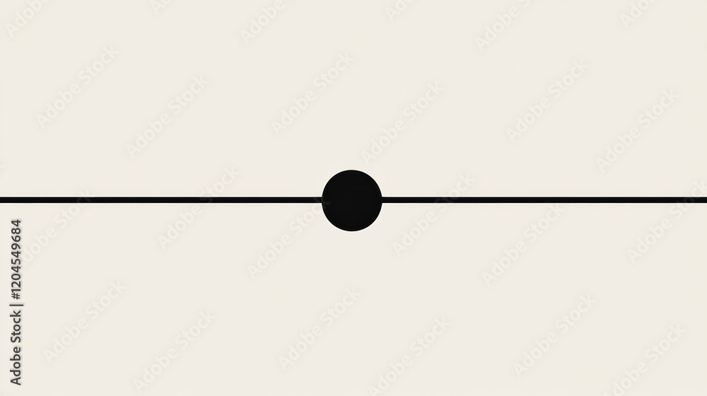 Aufkleber Minimalistic design featuring a black circle centered on a horizontal line with a light background. Generative AI