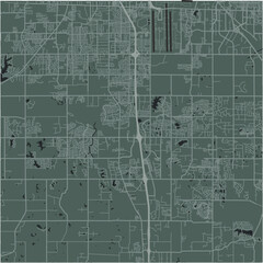 Map of Southaven in Mississipi in a smooth dark style. Contains layered vector with roads water, parks, etc.