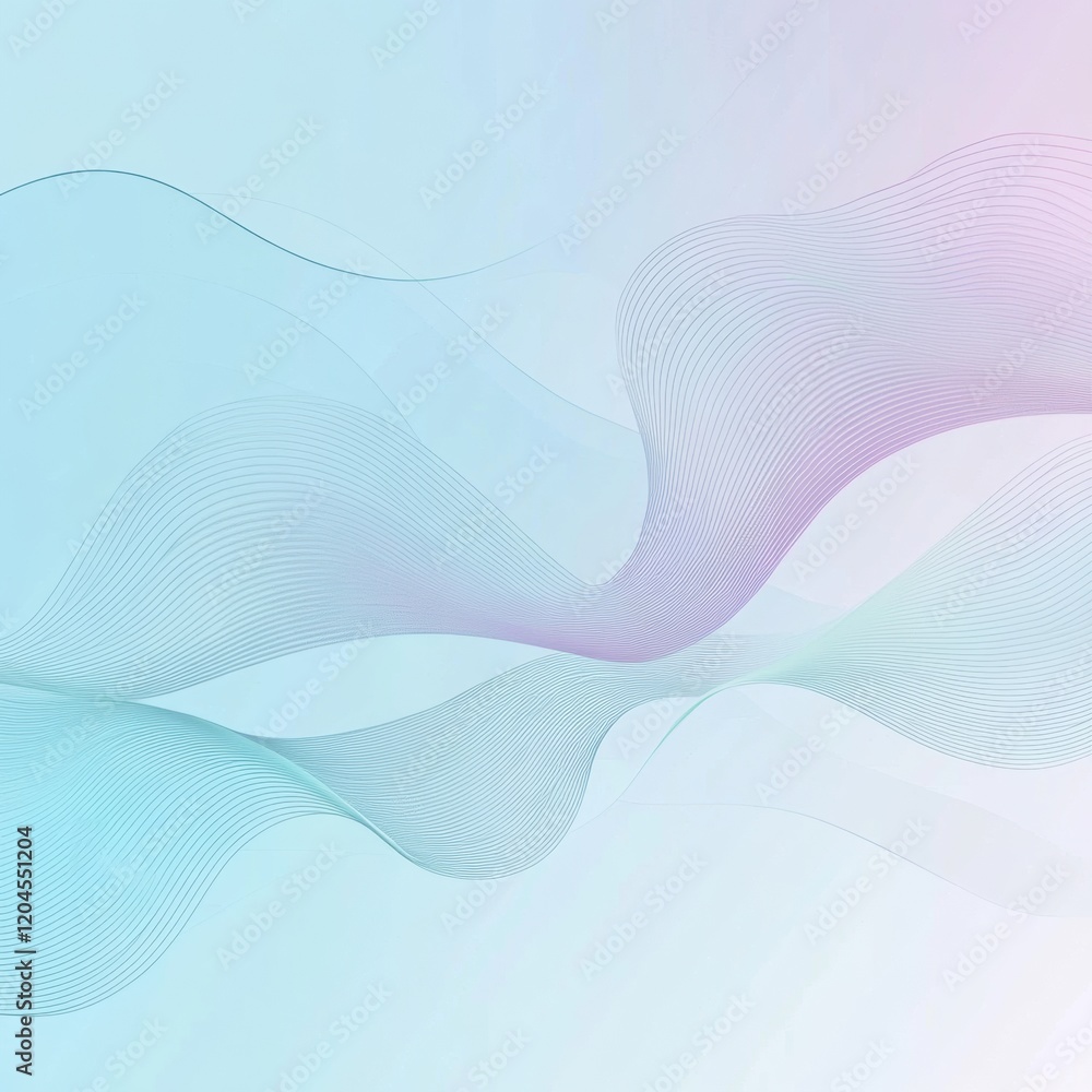 Poster Colorful wave patterns flow elegantly on a soft pastel background for a modern decorative effect. Generative AI