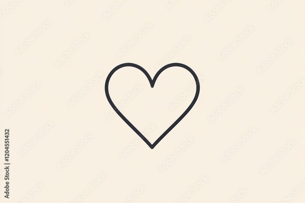 Leinwandbilder simple heart outline on a soft beige background expresses love and affection in a minimalist design.