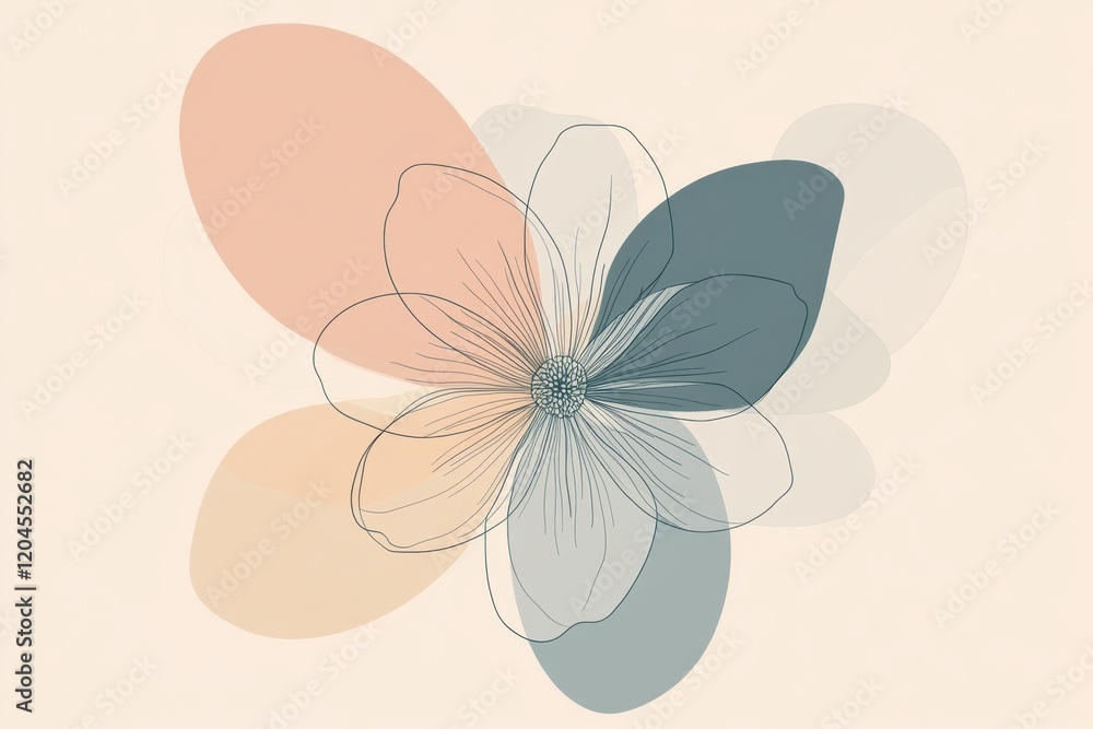 Leinwandbilder elegant line drawing of a flower with soft pastel colors on a light background showcasing artistic d