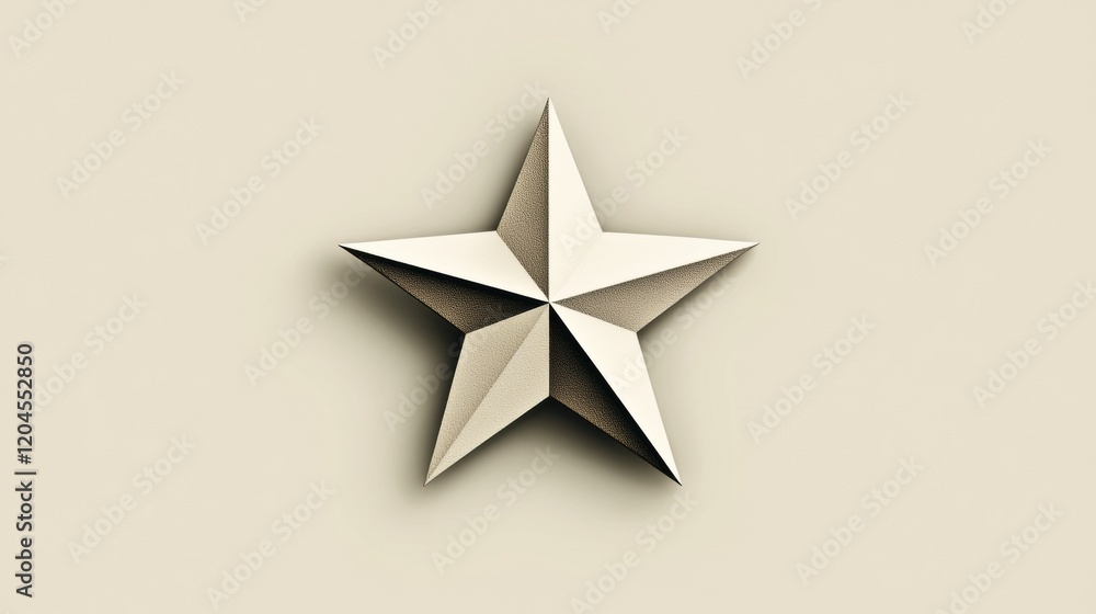 Poster three dimensional star design with a minimalist aesthetic displayed on a light background indicating