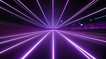 Abstract Purple Neon Lines Futuristic Highway Tunnel