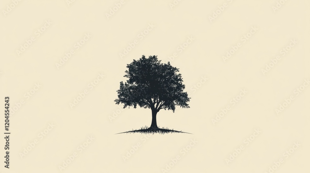 Aufkleber Silhouette of a solitary tree on a minimalistic background showcasing natures beauty in a serene layout. Generative AI