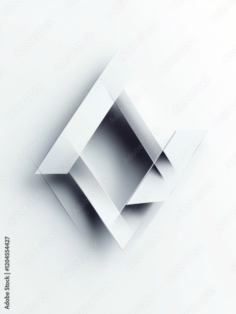 Leinwandbilder geometric abstract art featuring layered transparent shapes in monochrome tones on a light backgroun