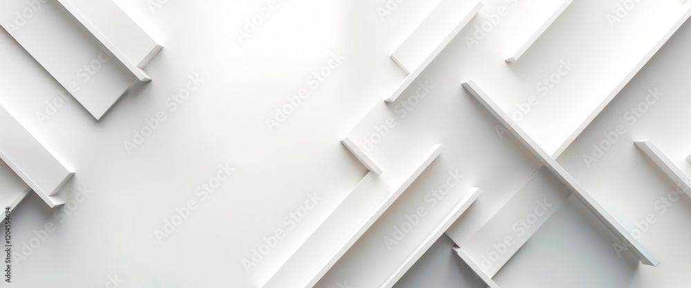 Aufkleber Abstract white geometric pattern. Interlocking shapes, lines create complex structure. Modern design. Clean lines. Suitable for tech, design, architectural projects. Wallpaper wall decor option.
