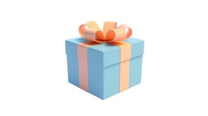 A light blue gift box with a peach ribbon perfect for holiday or birthday celebrations product presentations and festive designs
