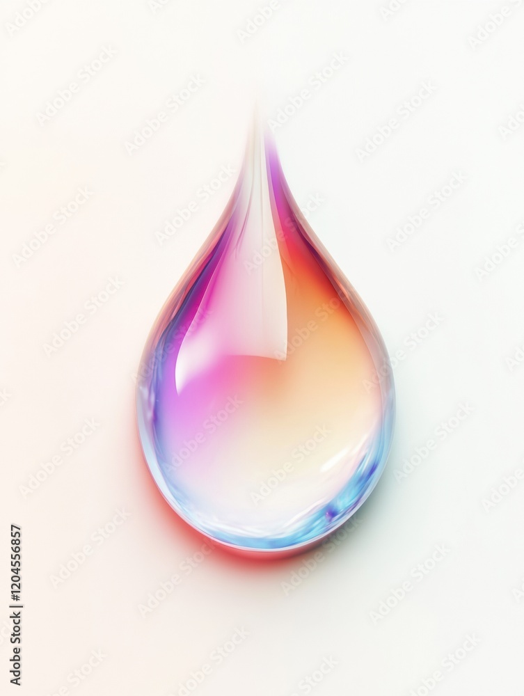 Poster Colorful water droplet reflecting light during a close up capture showcasing its unique shape and vibrant hues. Generative AI