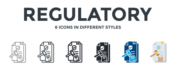 Fototapeta premium Regulatory Icon In Different Style Vector Illustration. Designed In Thin Line, Regular Line, Bold Line, Glyph, Color Fill, And Flat Style Can Be Used For Web