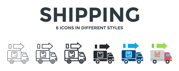 Shipping  Icon In Different Style Vector Illustration. Designed In Thin Line, Regular Line, Bold Line, Glyph, Color Fill, And Flat Style Can Be Used For Web