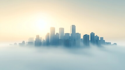 Obraz premium Post-apocalyptic setting of a metropolis clouded with heavy air pollution and smog