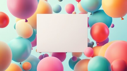 Blank card surrounded by colorful balloons. (1)