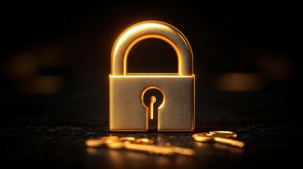 Fototapeta premium Golden Padlock and Keys: Security and Protection