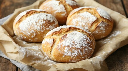 Fototapeta premium Delicious Crusty Bread Rolls Baked Fresh, Golden Brown