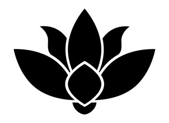 Flower Water lily, lotus - vector silhouette picture for logo, stencil or pictogram. Lily flower silhouette for cutting	