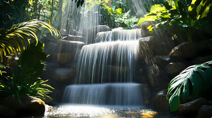 serene cascading waterfall