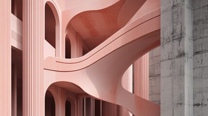 Abstract Pink Concrete Architecture Design Building