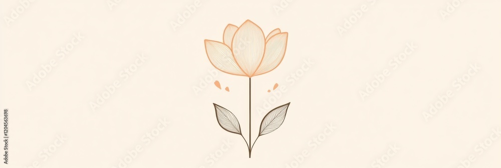 Poster elegant hand drawn flower illustration on a subtle beige background for creative projects and design