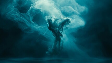 Abstract Teal Smoke Swirl Artistic Background