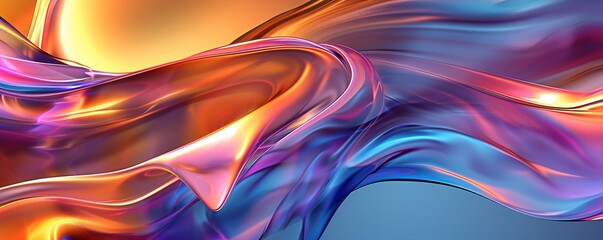 Naklejka premium Abstract vibrant background with colorful waves and lines. Blue, purple and orange colors. Futuristic digital technology concept. Backdrop for design, wallpaper, poster, banner