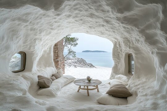 The interior of a contemporary troglodyte cave used in rural tourism