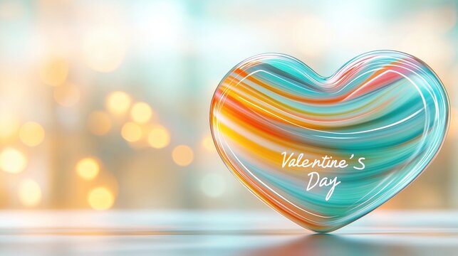 Greeting card with colorful heart, with copy space, Valentines day 