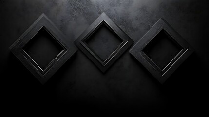 Three Black Diamond Frames Against Dark Background