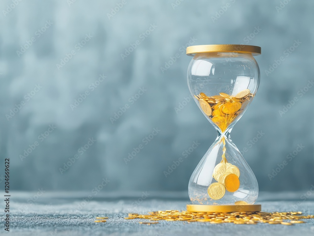 Poster endless hourglass imagery representing the concept of time with repetitive patterns invoking reflect