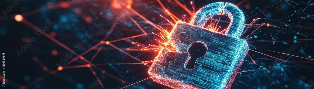 Poster a captivating close-up of a lock with sparks emanating in a dark environment evoking a sense of myst
