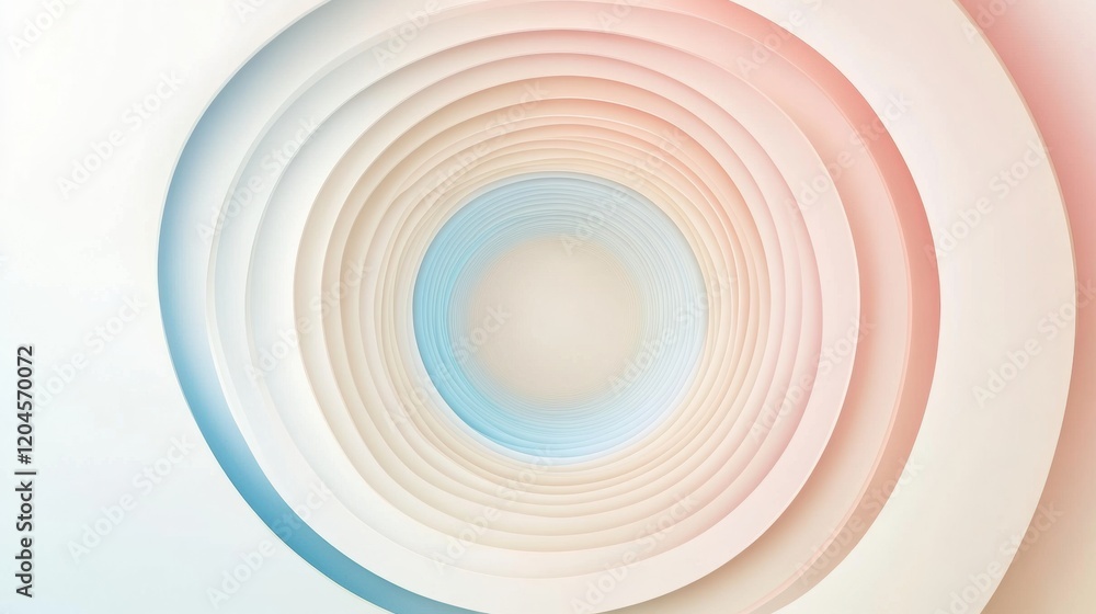 Aufkleber Swirling concentric circles in soft pastel colors create a calming visual effect in abstract composition. Generative AI