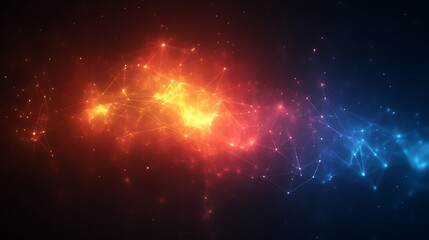Abstract Network Connections Orange Blue Glow