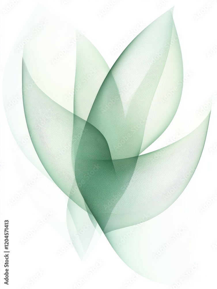 Poster Artistic abstraction of overlapping green shapes creating a soft, flowing design element for modern decor. Generative AI