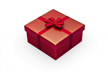 Obraz premium A beautifully wrapped red gift box with a shiny bow, symbolizing celebration and joy