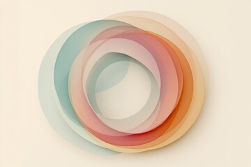 Colorful overlapping circles create a harmonious visual effect on a soft background in a minimalist design approach. Generative AI