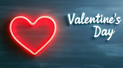 Vibrant neon sign displaying Valentines day on dark blue background