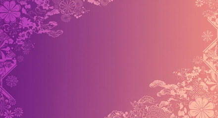 Elegant Purple and Pink Floral Design Background with Asian Inspired Motifs Perfect for Wedding