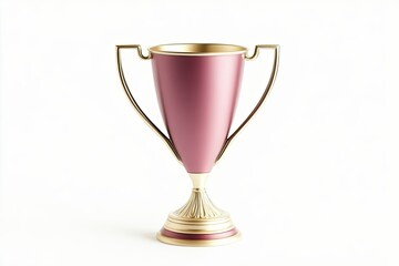Elegant trophy with a pink finish and golden accents, set against a minimalist white background