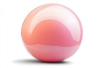 Fototapeta premium Glossy pink sphere on a white background, showcasing smooth texture and reflections