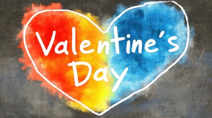 Bright heart on grey background, Valentines Day greeting card