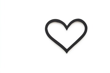 Simple black heart outline on a white background, symbolizing love and affection for various uses