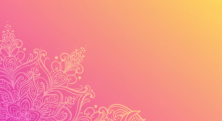 Pink and Orange Gradient Background with Floral Mandala Design Corner