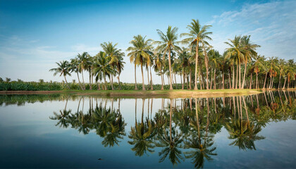 Obraz premium Tall Coconut Trees in Warm Tropical Landscape