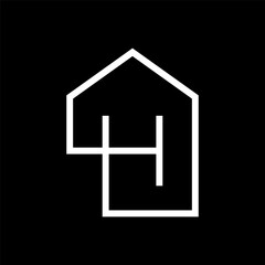 Letter H house minimalist line logo design